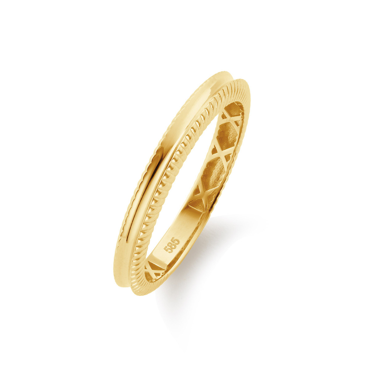 Jackie Gold Zebra JKR26.680 14k gouden ring met geribbelde rand 4 mm breed