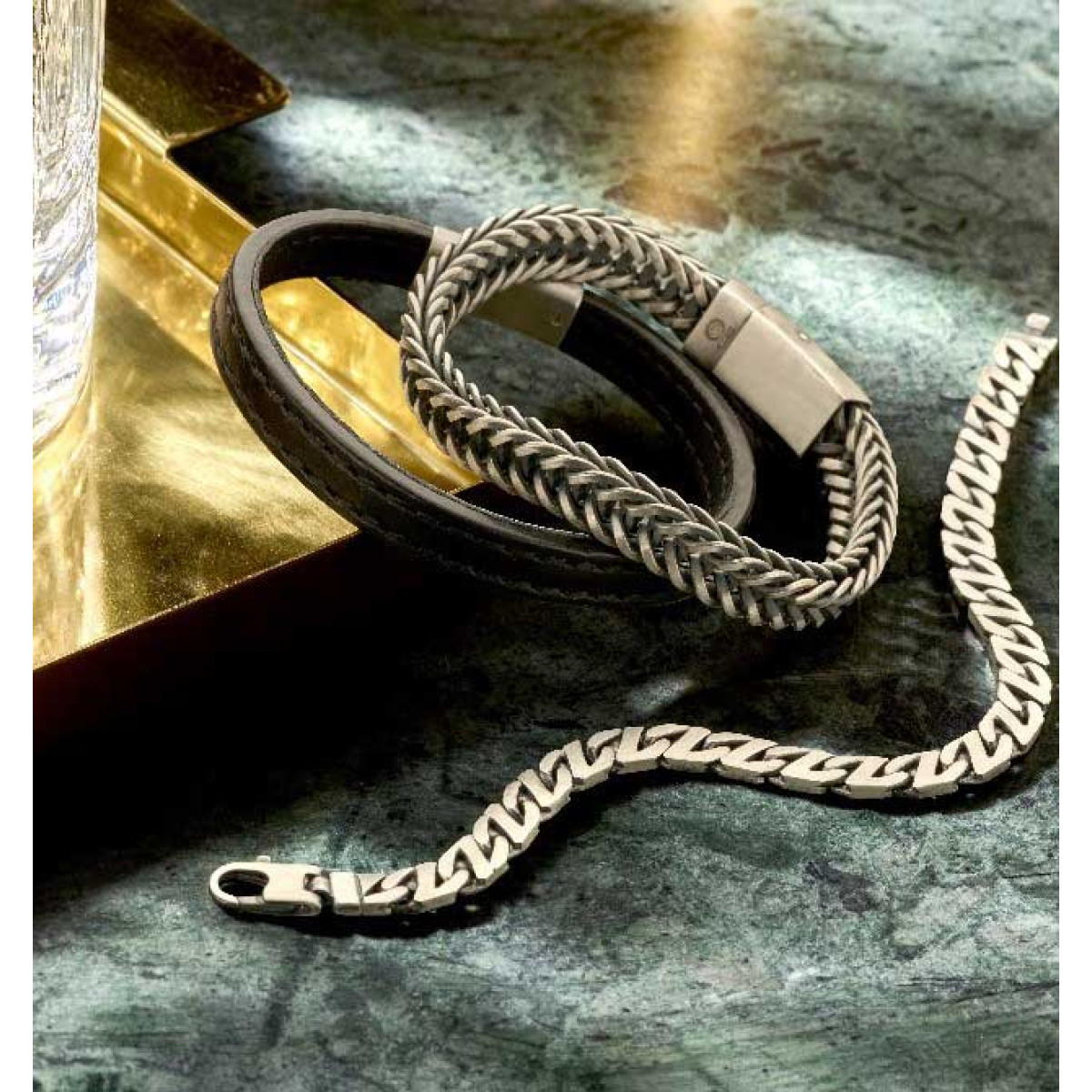 Brede geoxideerde vossenstaart armband zilver 9.7 mm