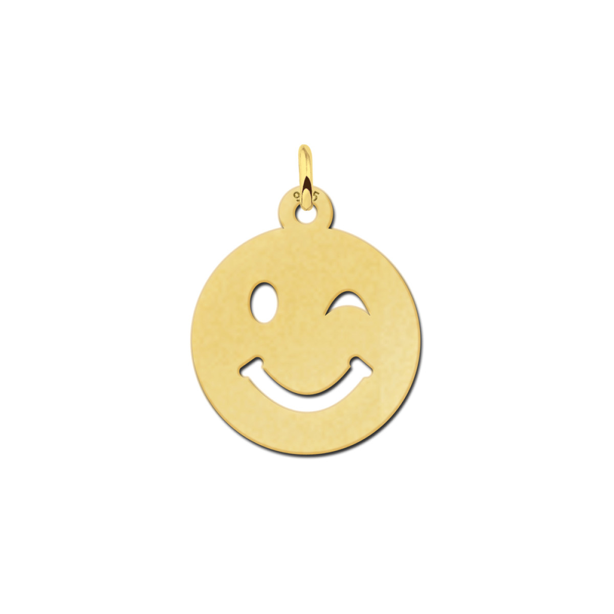 Gouden smiley hanger knipoog