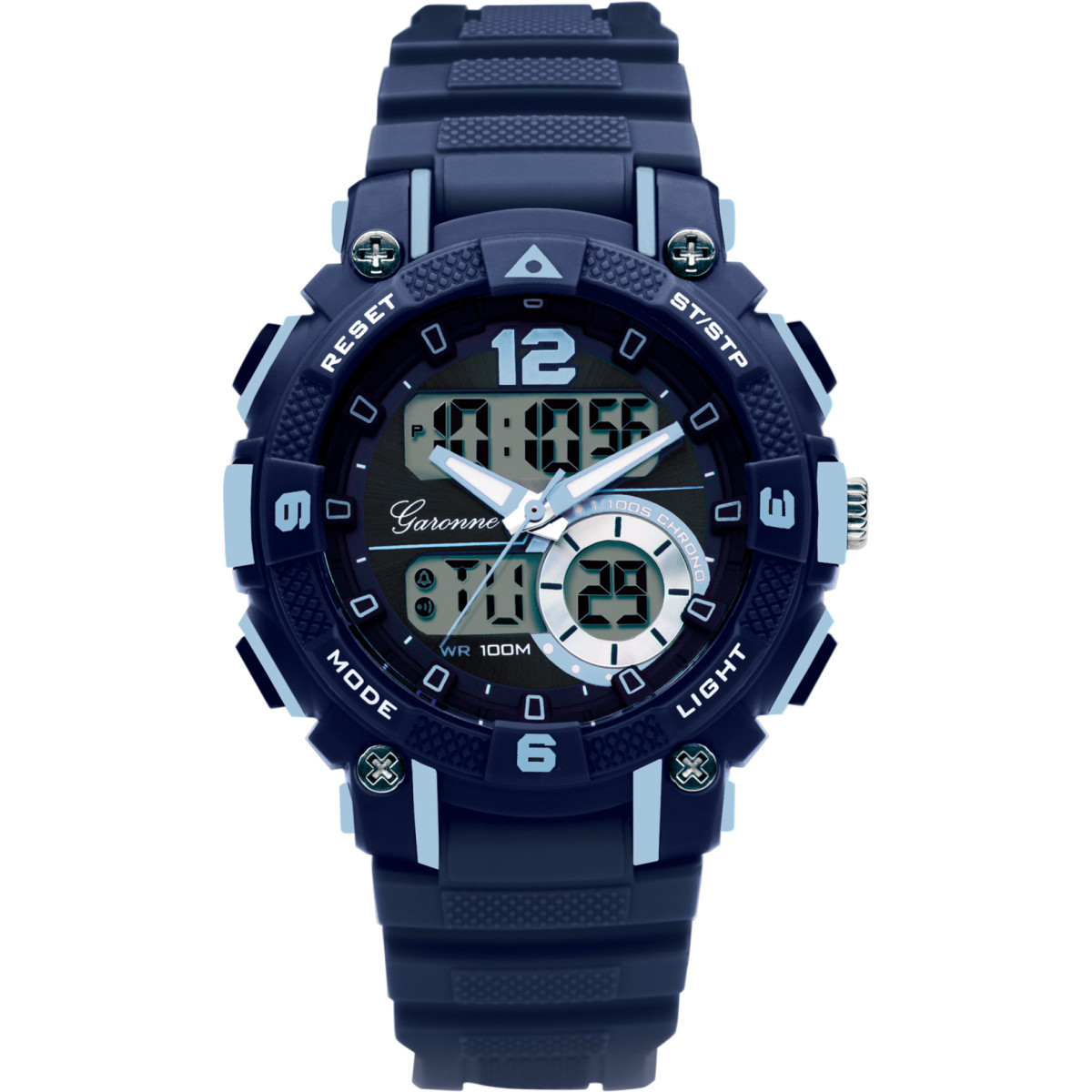 Garonne Kids KQ24Q475 blauw kinderhorloge met ana-digi wijzerplaat en stopwatch - Ø 38 mm