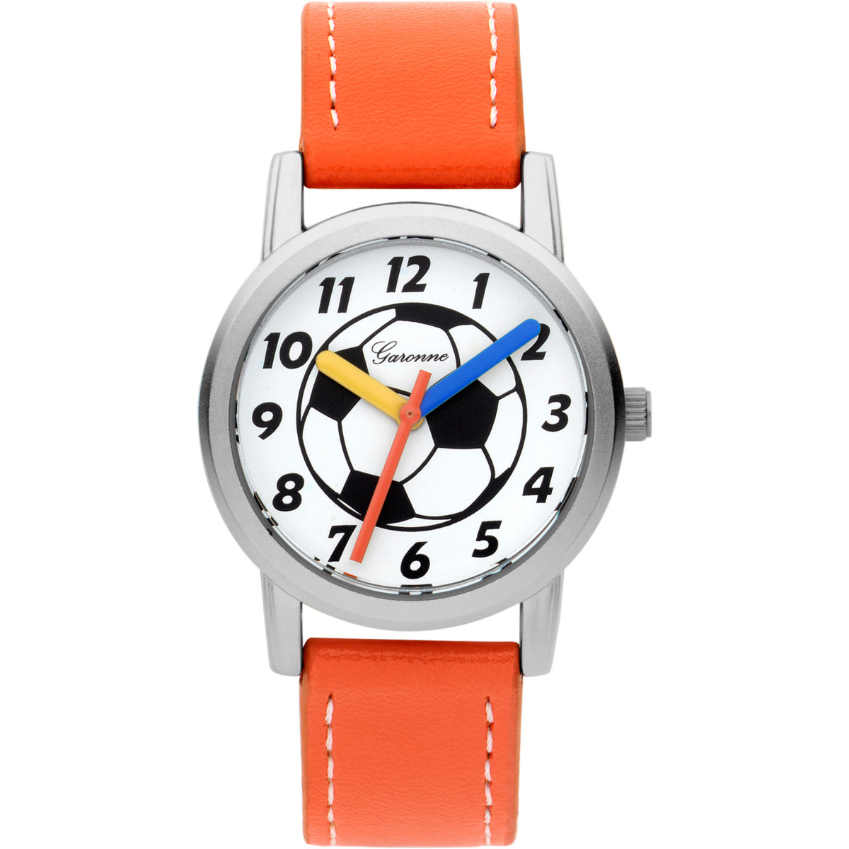 Garonne Kids KQ26Q476 oranje kinderhorloge met voetbal wijzerplaat - Ø 28 mm