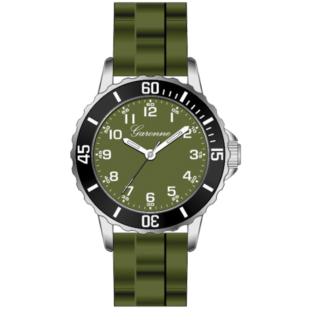 Garonne Kids KQ29Q477 groen kinderhorloge met ronde zilverkleurige kast - Ø 30 mm
