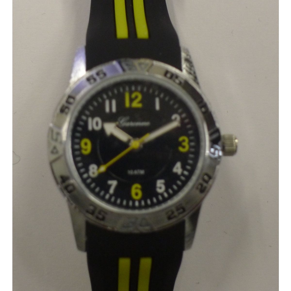 Garonne Kids KQ31Q470 analoog horloge met zwarte band en gele strepen - Ø 31 mm