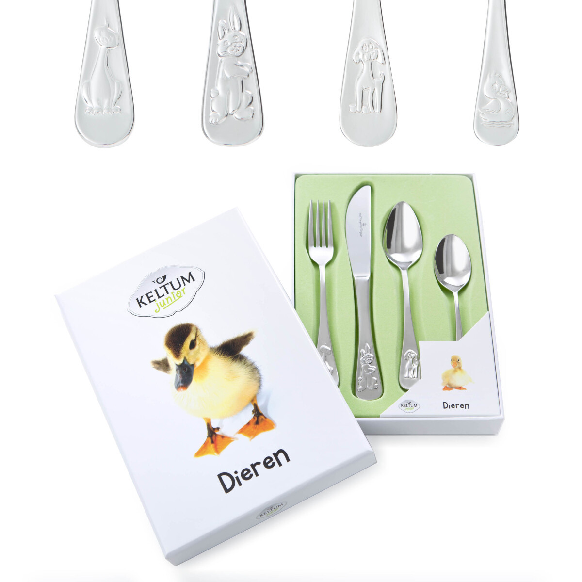 Van Kempen & Begeer Junior KS050.GA4 4-delig kinderbestek van staal met dieren