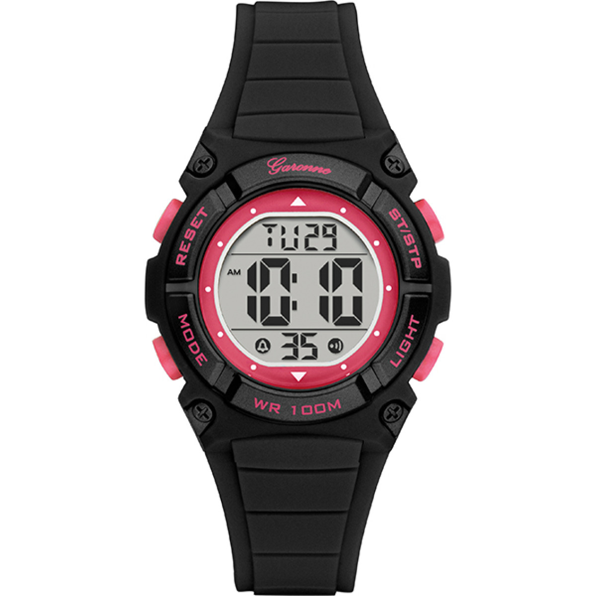 Garonne Kids KV21Q474 zwart digitaal horloge voor kinderen met roze details -  Ø 34 mm