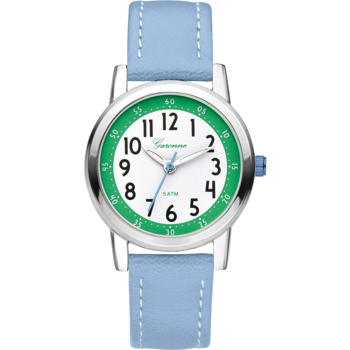 Garonne Kids KV42Q472 blauw groen horloge kinderen met zwarte cijfers - Ø 28 mm