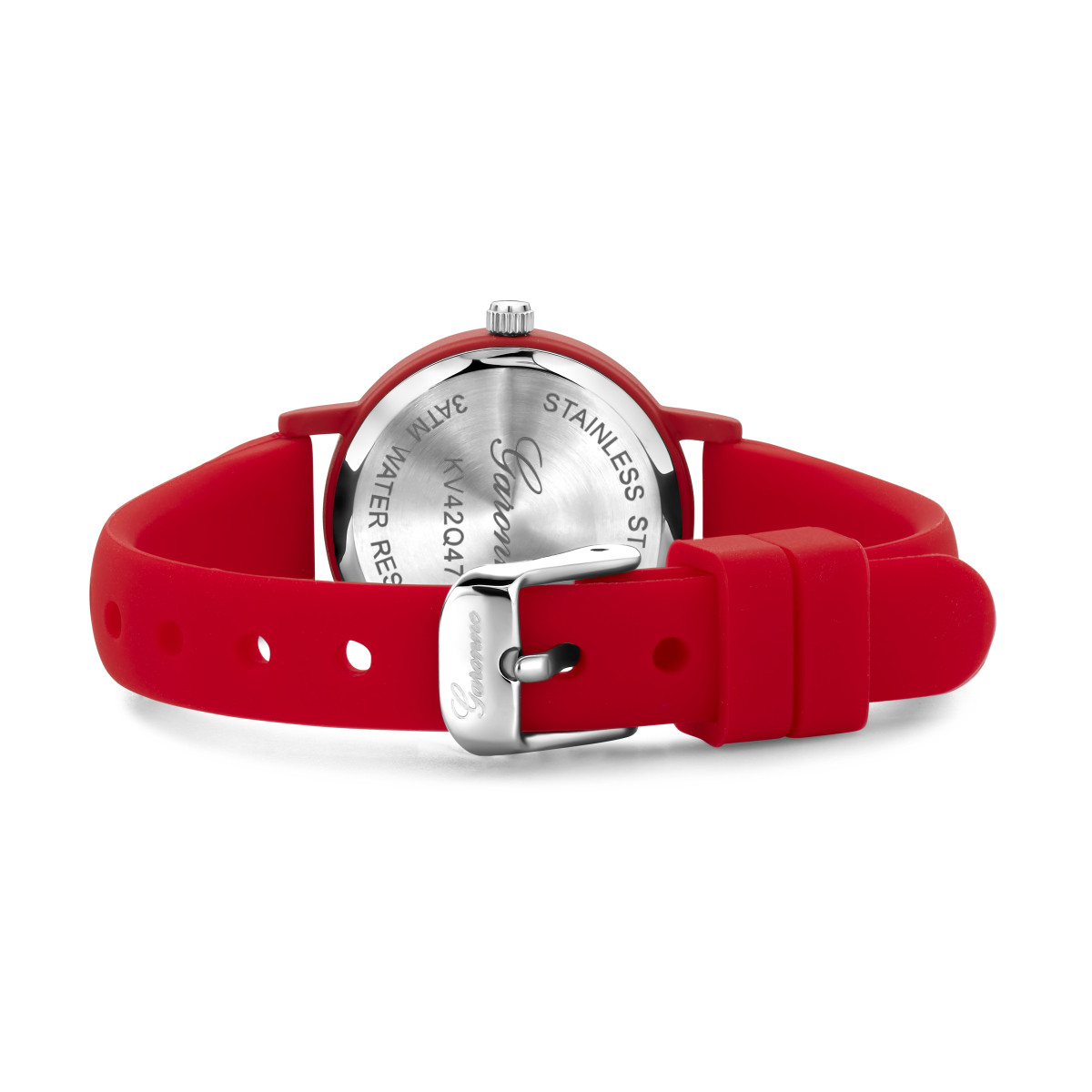 Garonne Kids KV42Q479 rood kinderhorloge met glitterhart en roze cijfers - Ø 27 mm