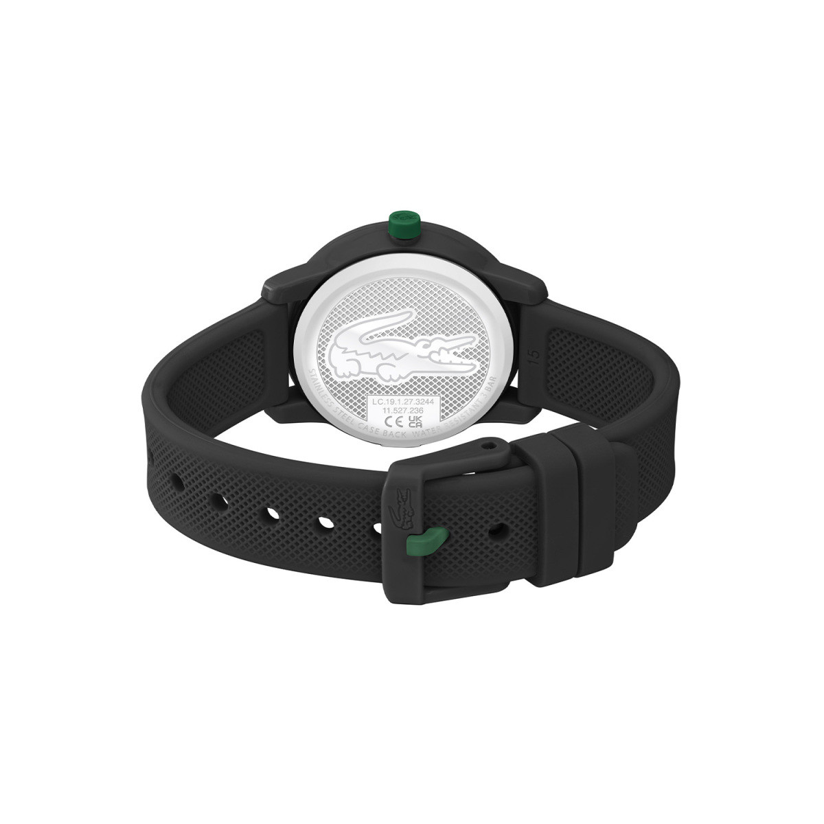 Lacoste 12.12 Kids LC2030042 zwart kinderhorloge met groene accenten en witte cijfers - Ø 32 mm