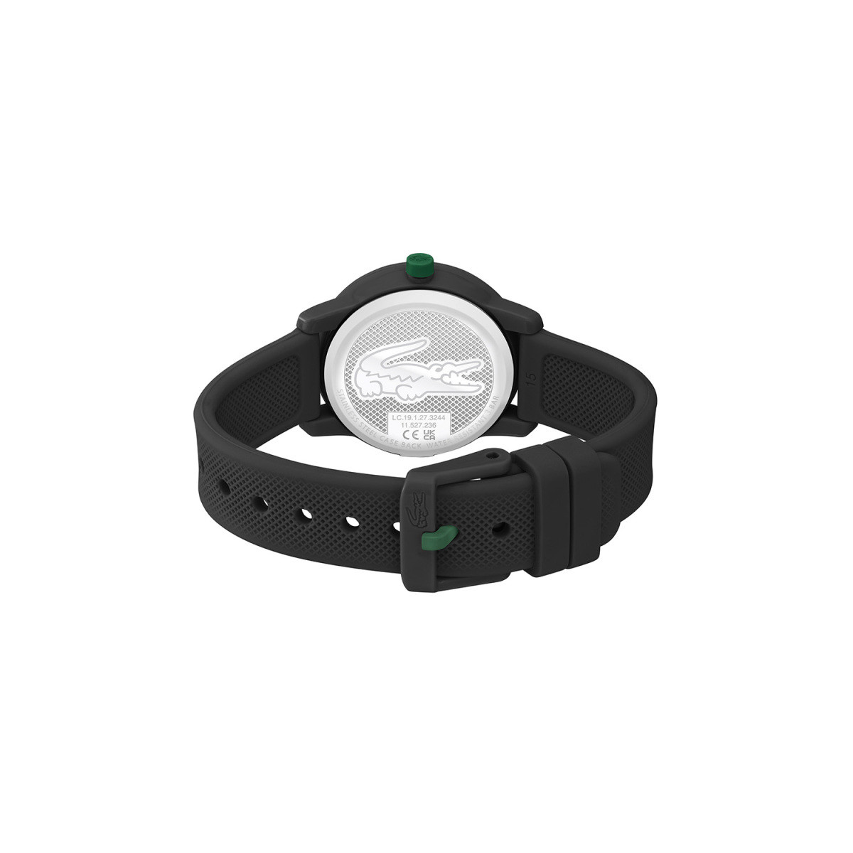 Lacoste 12.12 Kids LC2030042 zwart kinderhorloge met groene accenten en witte cijfers - Ø 32 mm