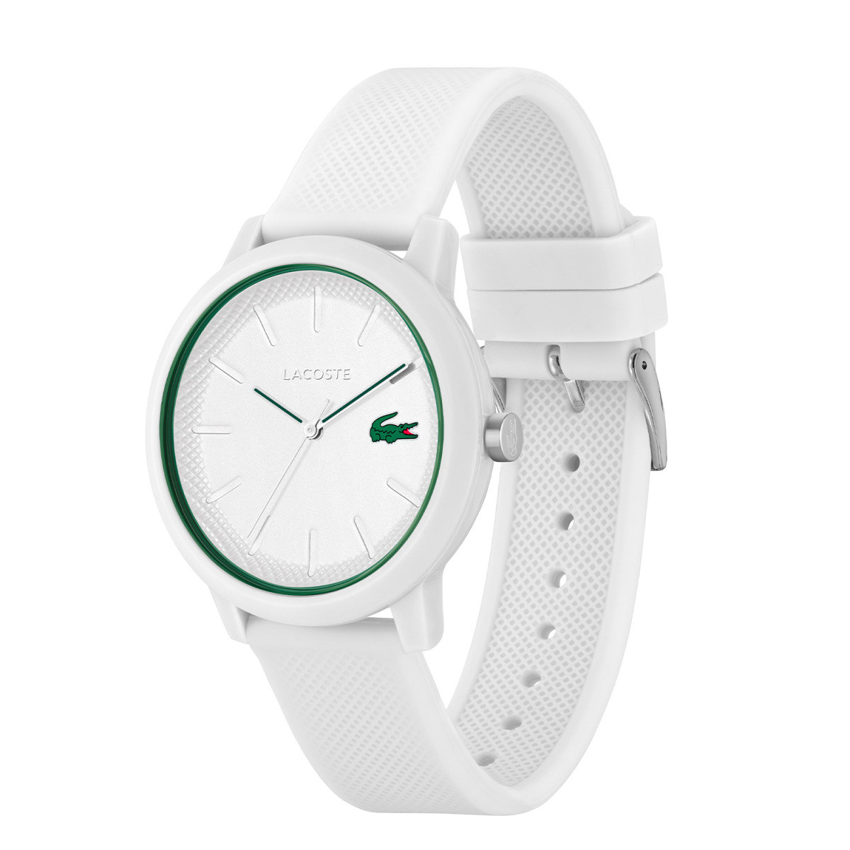 Lacoste 12.12 LC2011169 herenhorloge met witte kast en groene rand - Ø 42 mm