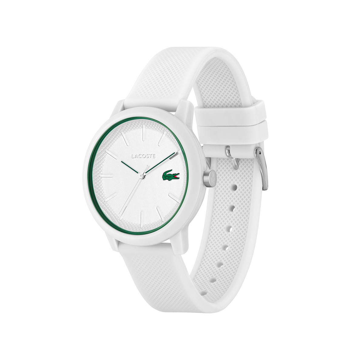 Lacoste 12.12 LC2011169 herenhorloge met witte kast en groene rand - Ø 42 mm