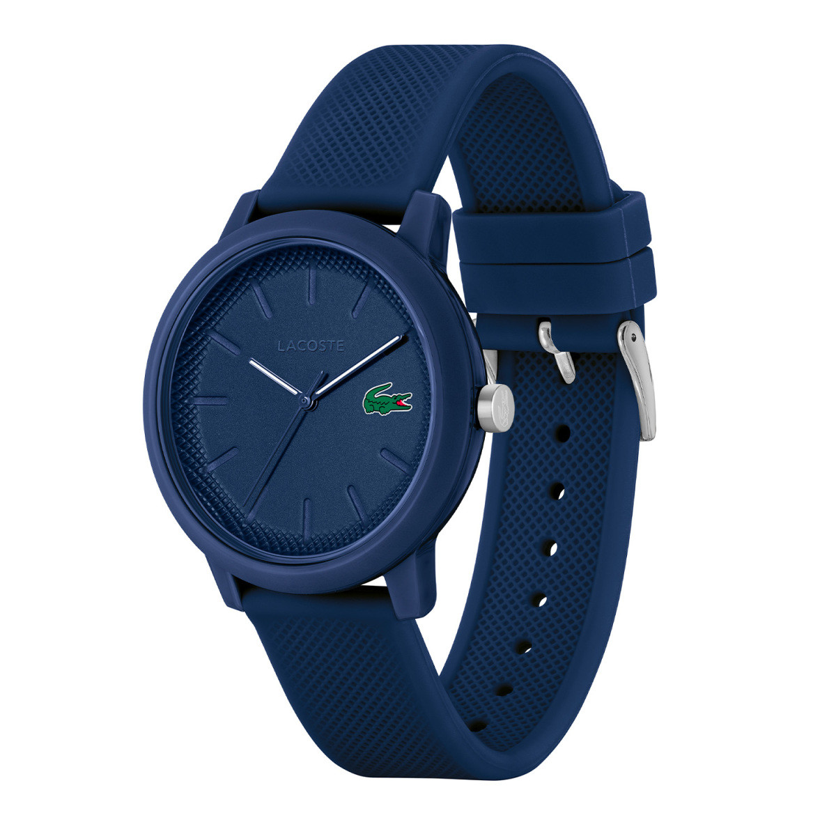 Lacoste 12.12 LC2011172 blauw herenhorloge met siliconen band - Ø 42 mm