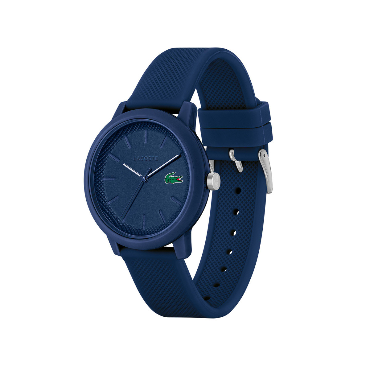 Lacoste 12.12 LC2011172 blauw herenhorloge met siliconen band - Ø 42 mm