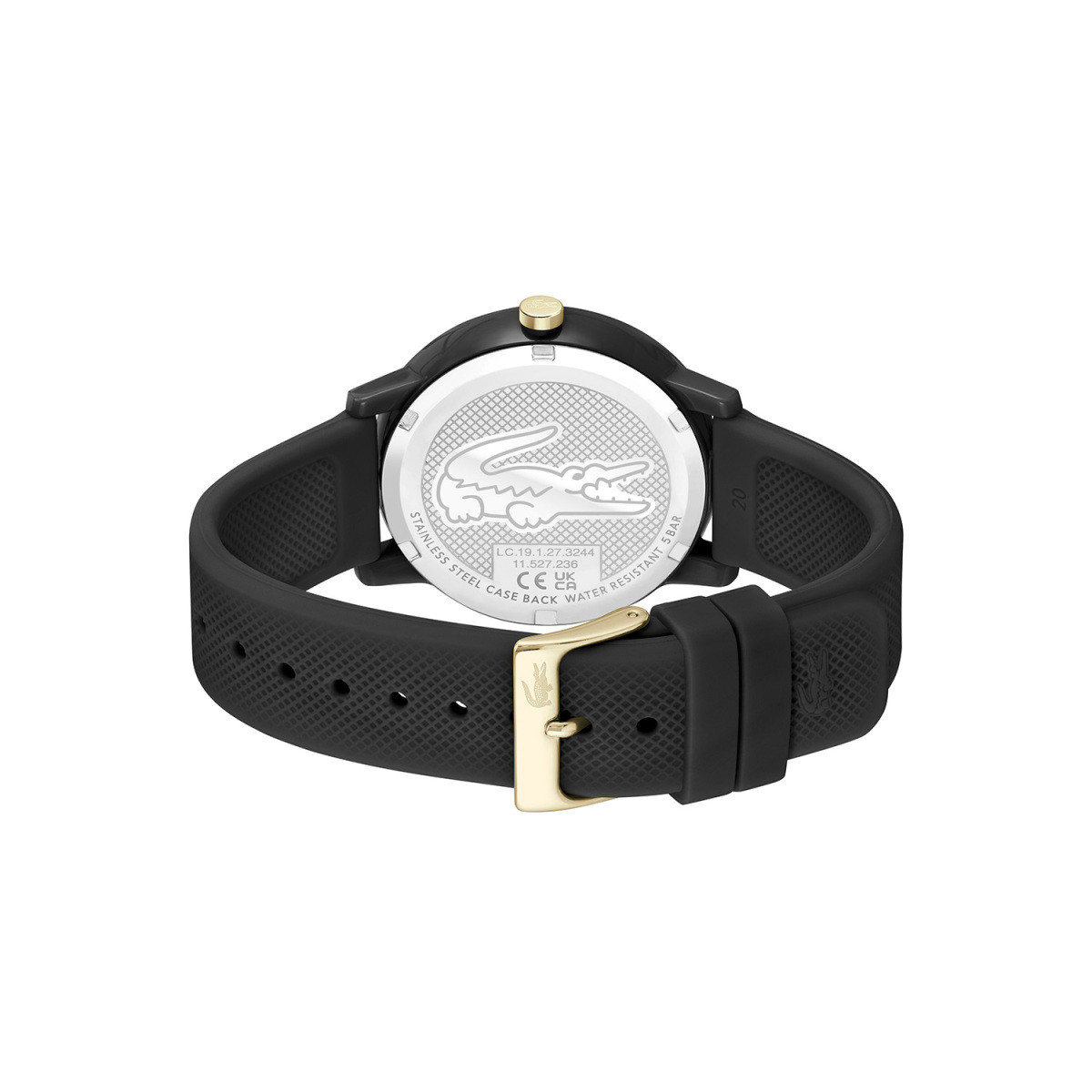 Lacoste 12.12 LC2011233 zwart herenhorloge met goudkleurige accenten - Ø 42 mm