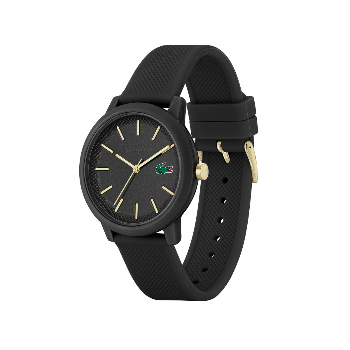 Lacoste 12.12 LC2011233 zwart herenhorloge met goudkleurige accenten - Ø 42 mm