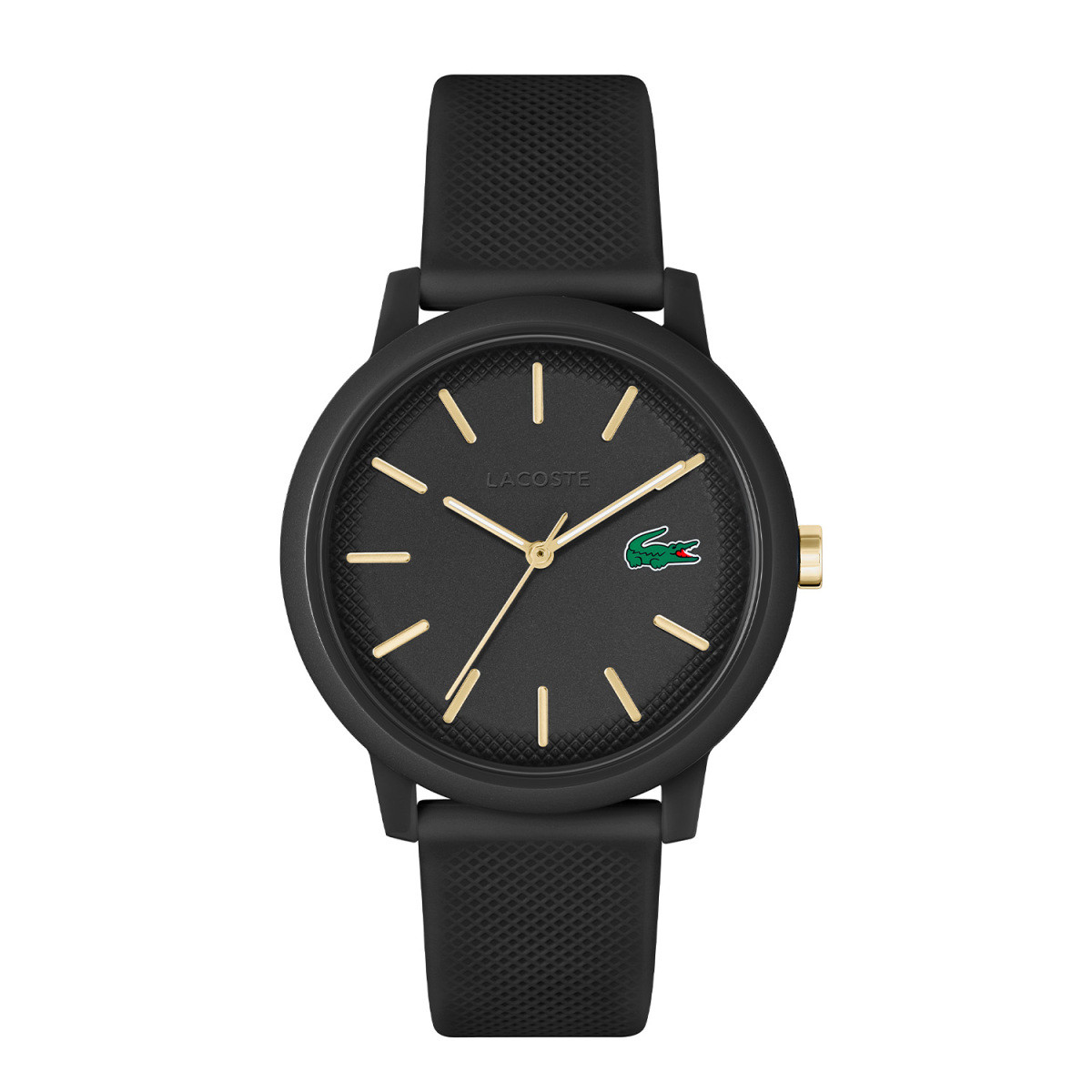 Lacoste 12.12 LC2011233 zwart herenhorloge met goudkleurige accenten - Ø 42 mm