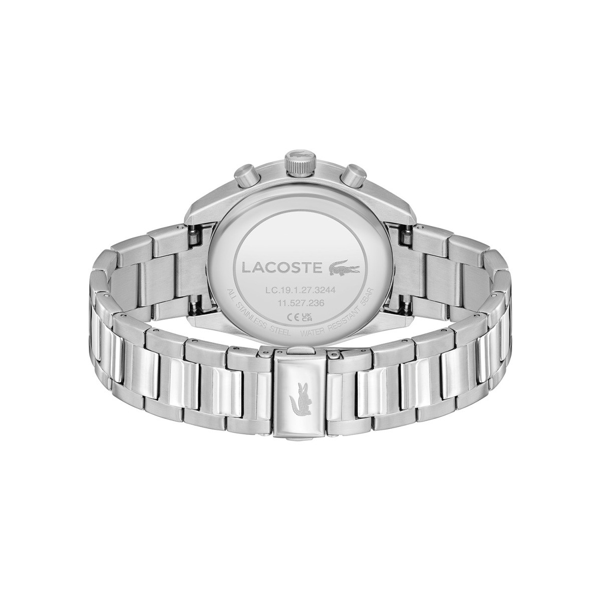 Lacoste Boston Chrono LC2011346 herenhorloge met groene wijzerplaat en stalen schakelband - Ø 42 mm