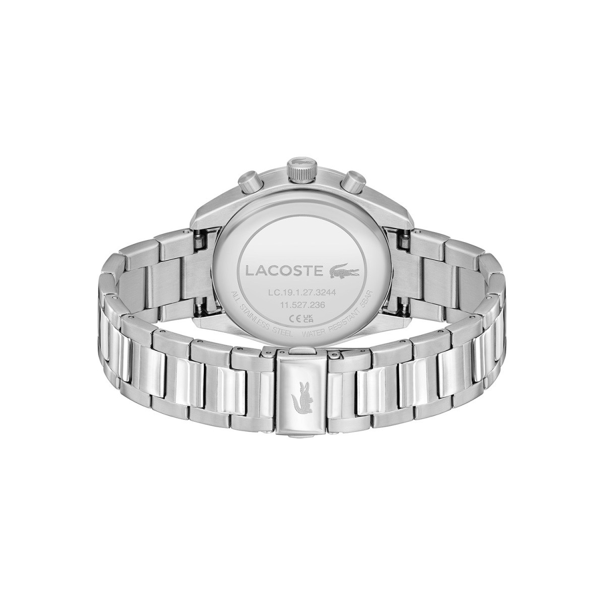 Lacoste Boston Chrono LC2011380 herenhorloge met blauwe wijzerplaat en rosé plated details - Ø 42 mm