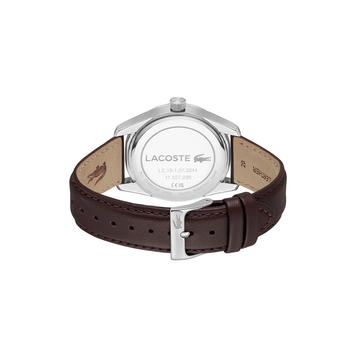 Lacoste Boston LC2011489 herenhorloge met blauwe wijzerplaat en bruine leren band - Ø 39 mm