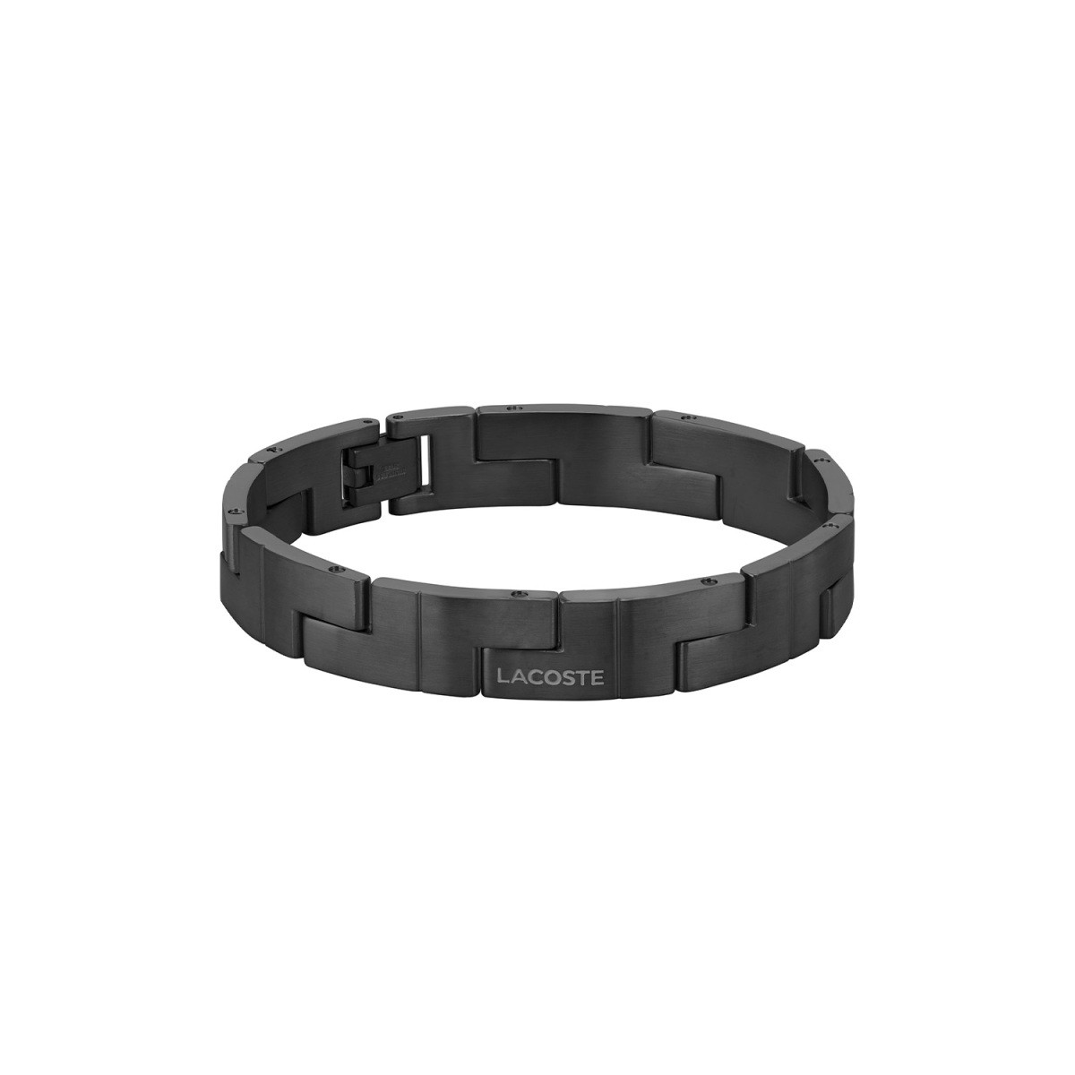 Lacoste Catena LCJ2040222 zwarte stalen herenarmband met schakels 10 mm breed - Lengte 19 cm