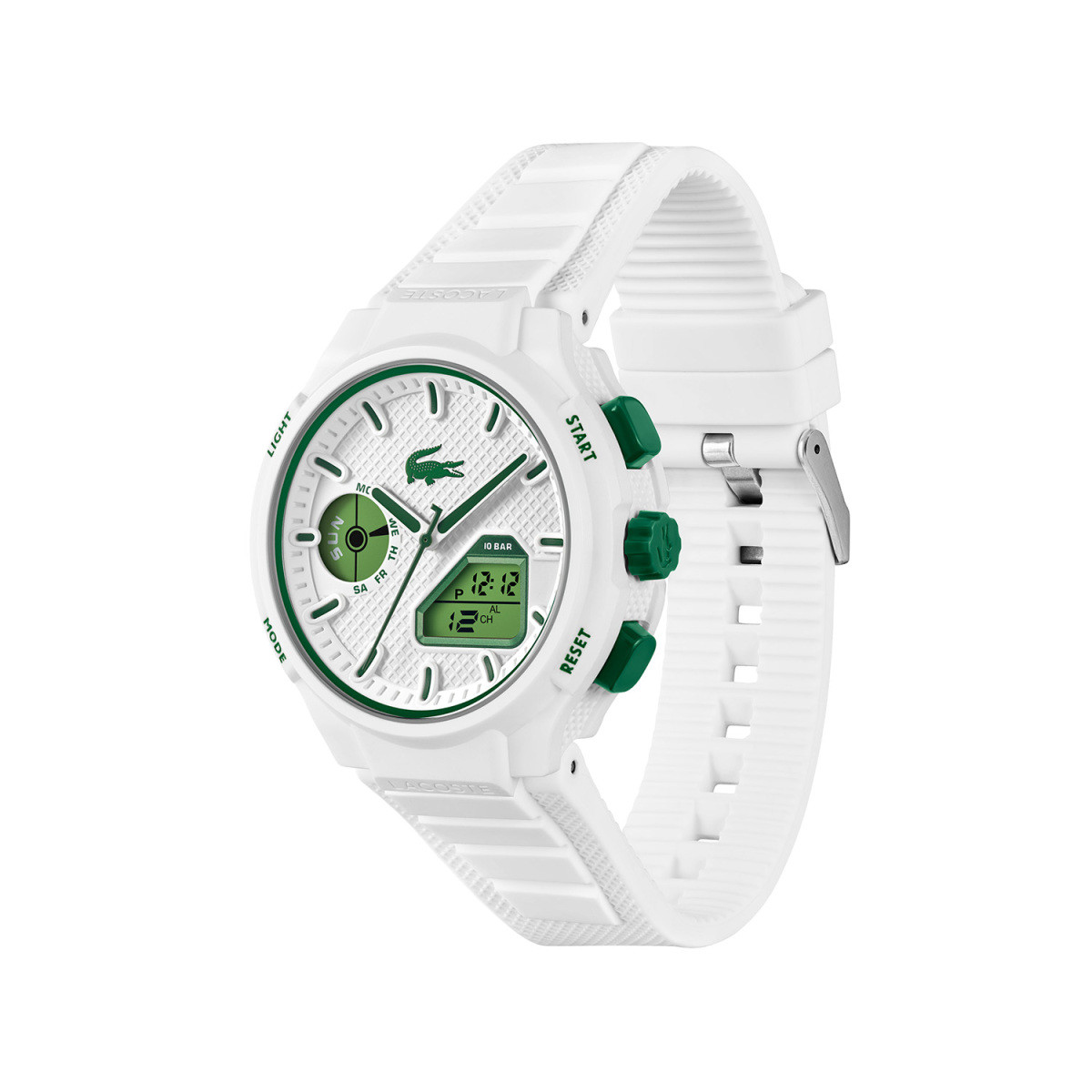 Lacoste LC33 LC2011364 wit ana-digi horloge voor heren met groene subdials - Ø 45 mm