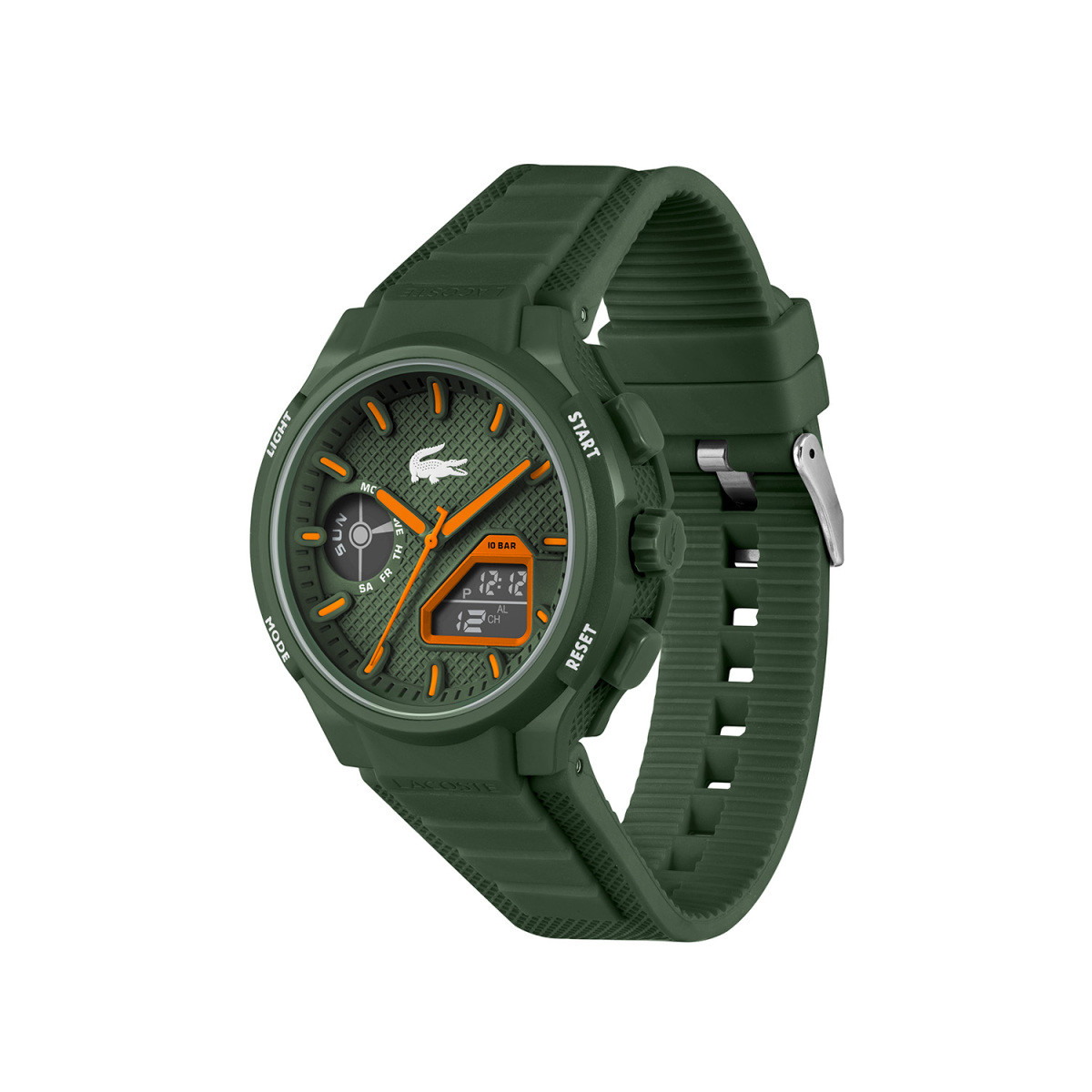 Lacoste LC33 LC2011367 groen ana-digi horloge voor heren met oranje wijzers - Ø 45 mm