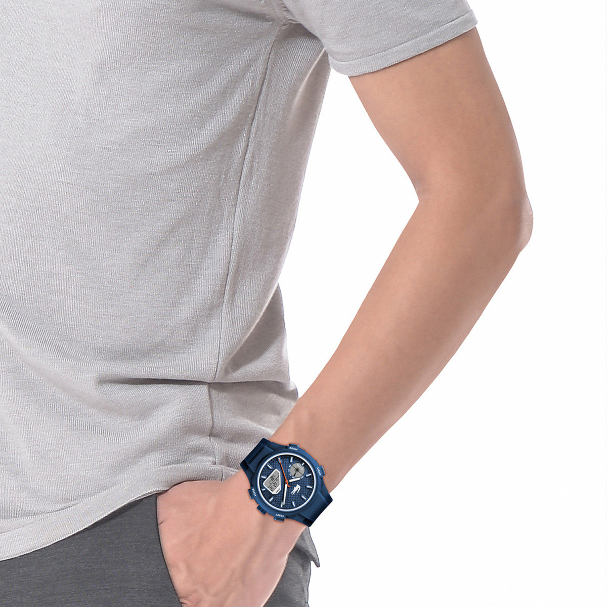 Lacoste LC33 LC2011370 blauw ana-digi horloge voor heren met siliconen band - Ø 45 mm