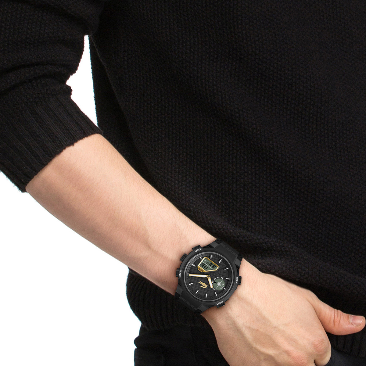 Lacoste LC33 LC2011435 zwart analoog-digitaal horloge voor heren met siliconen band - Ø 45 mm