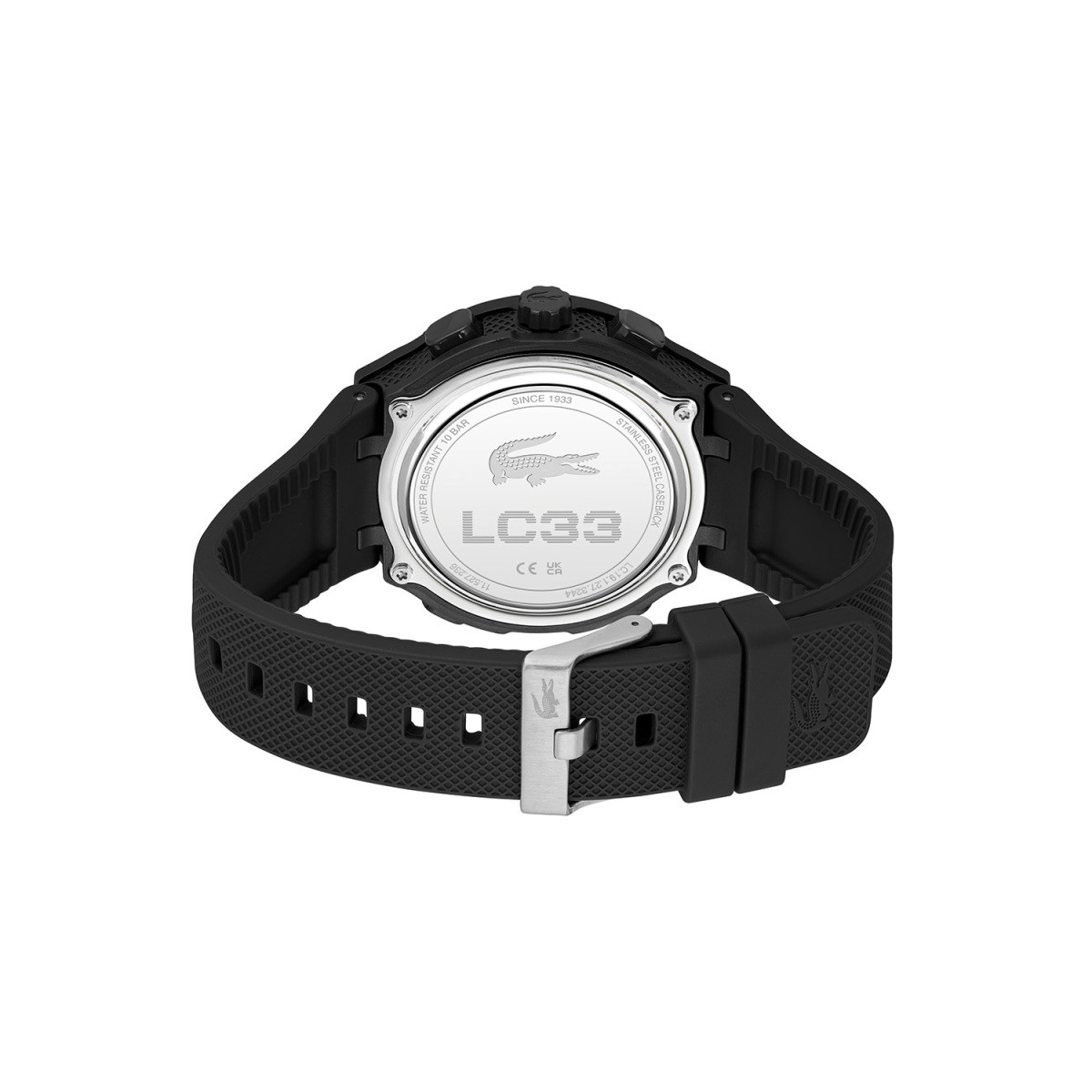 Lacoste LC33 LC2011435 zwart analoog-digitaal horloge voor heren met siliconen band - Ø 45 mm