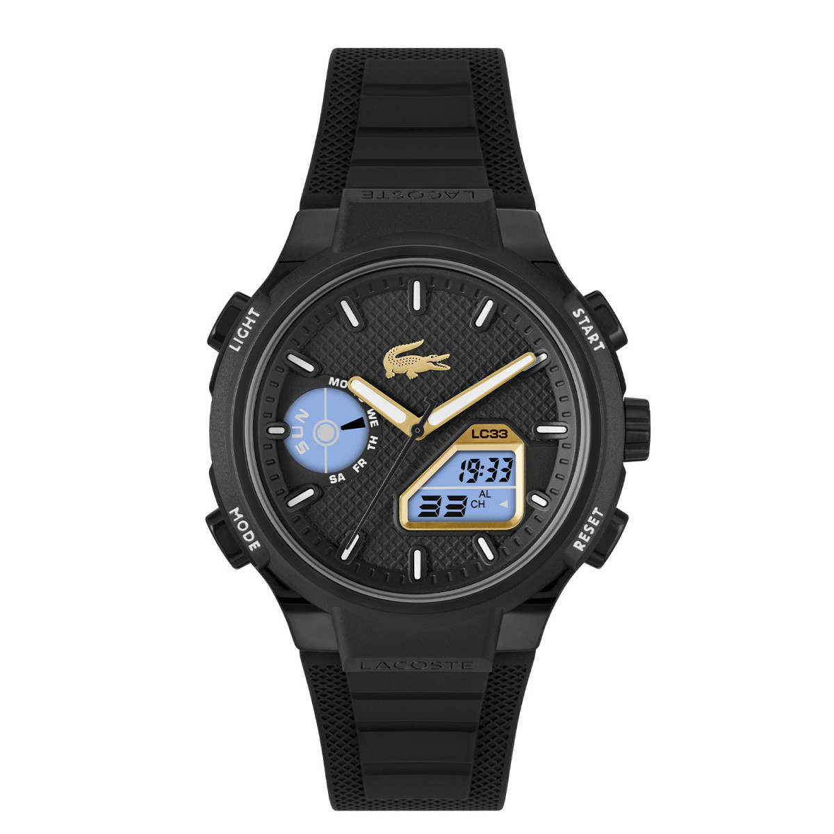 Lacoste LC33 LC2011435 zwart analoog-digitaal horloge voor heren met siliconen band - Ø 45 mm
