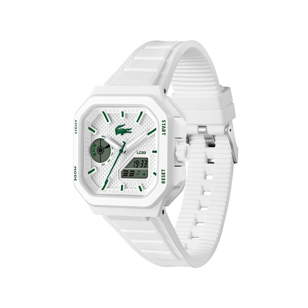 Lacoste LC33 LC2011506 wit ana-digi horloge voor heren met groene accenten - Ø 45 mm