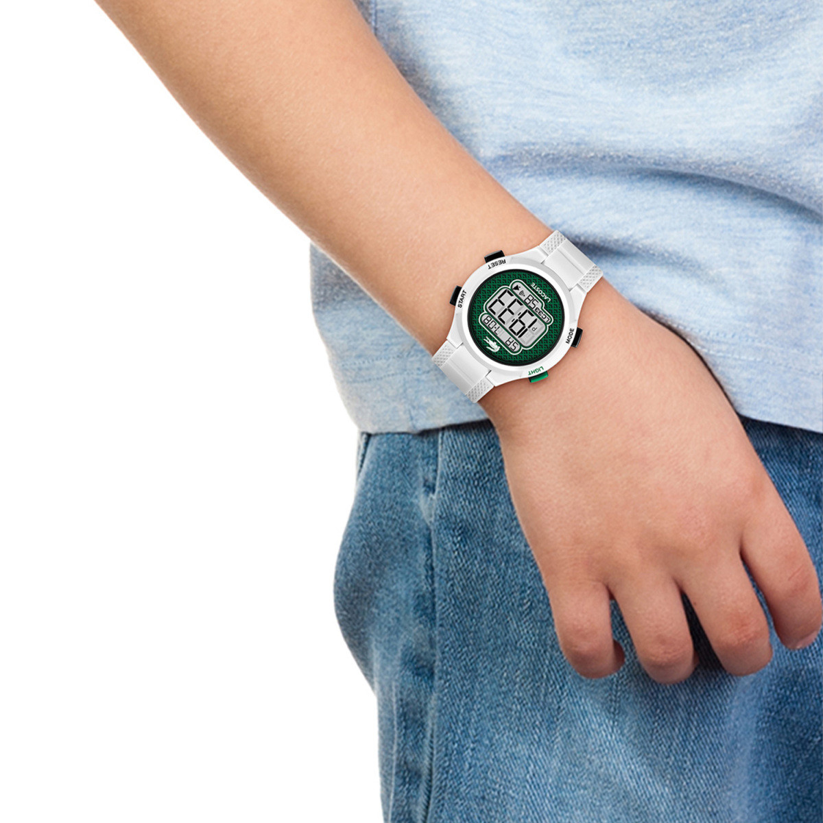 Lacoste LC33 LC2030064 wit kinderhorloge met digitale groene wijzerplaat - Ø 34 mm