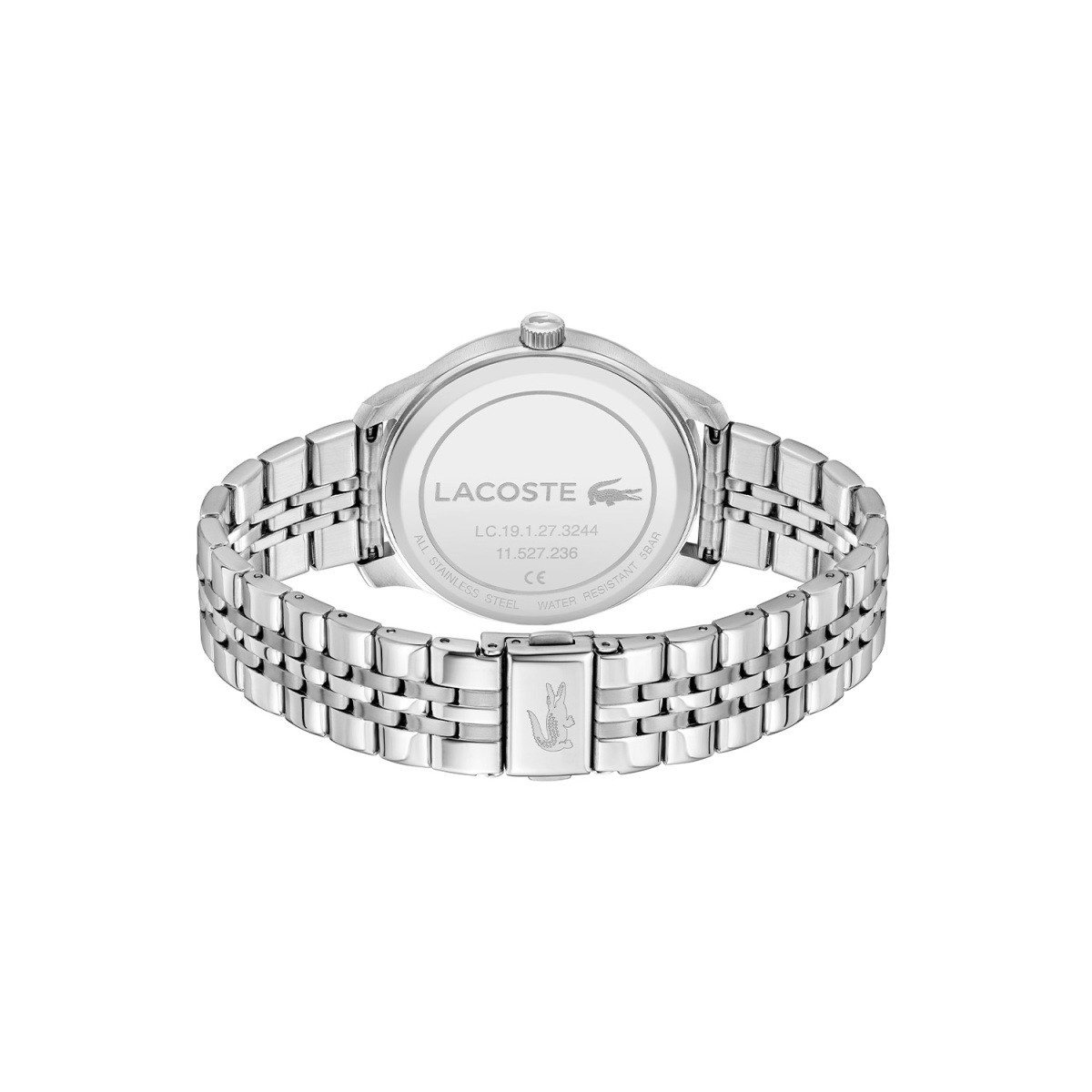 Lacoste Lisbon LC2011478 herenhorloge met blauwe wijzerplaat en zilverkleurige schakelband - Ø 42 mm