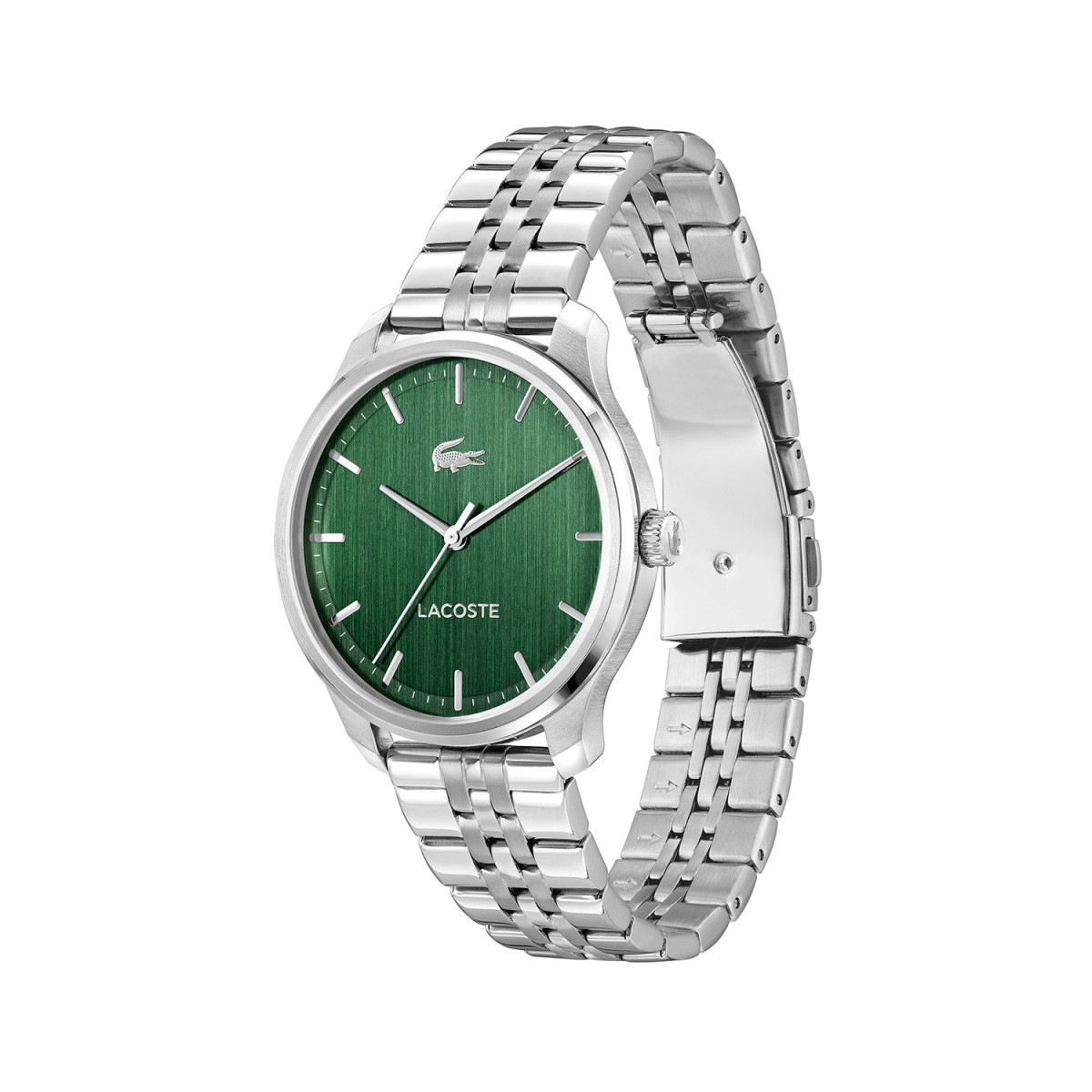 Lacoste Lisbon LC2011509 herenhorloge met groene wijzerplaat en stalen schakelband - Ø 42 mm