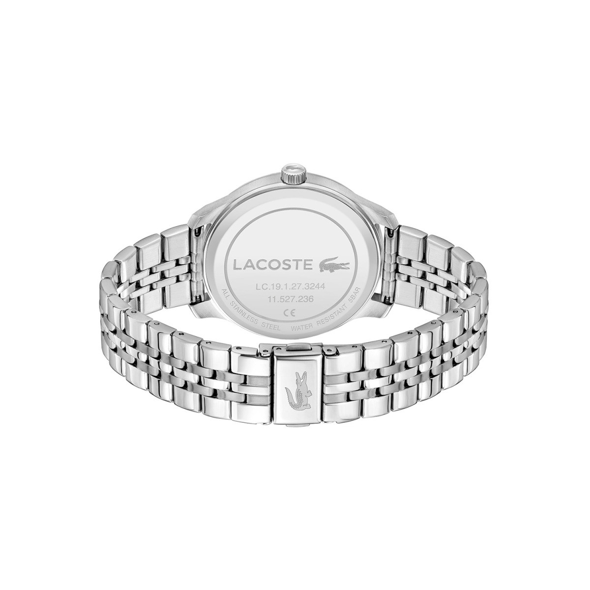 Lacoste Lisbon LC2011510 herenhorloge met zwarte wijzerplaat en stalen schakelband - Ø 42 mm