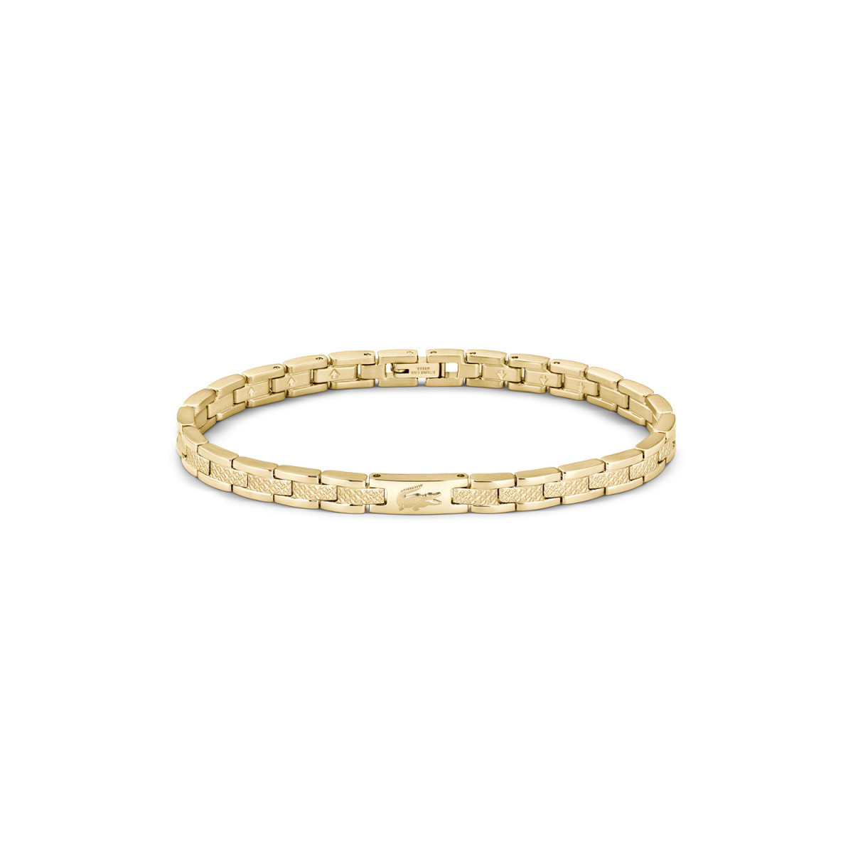 Lacoste Metropole LCJ2040465 goudkleurige damesarmband met rechthoekige schakels 6 mm breed - Lengte 16.5 cm
