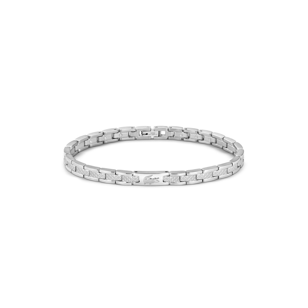 Lacoste Metropole LCJ2040466 zilverkleurige stalen schakelarmband voor dames 6 mm breed - Lengte 16.5 cm