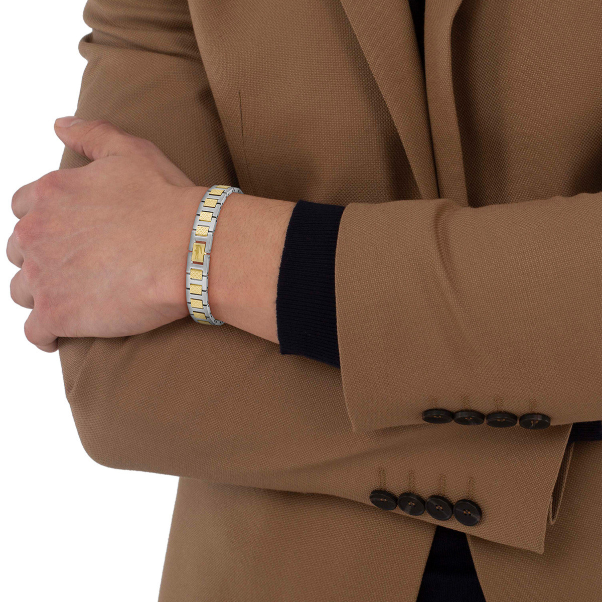 Lacoste Metropole LCJ2040556 bicolor schakelarmband voor heren 10 mm breed - Lengte 19 cm