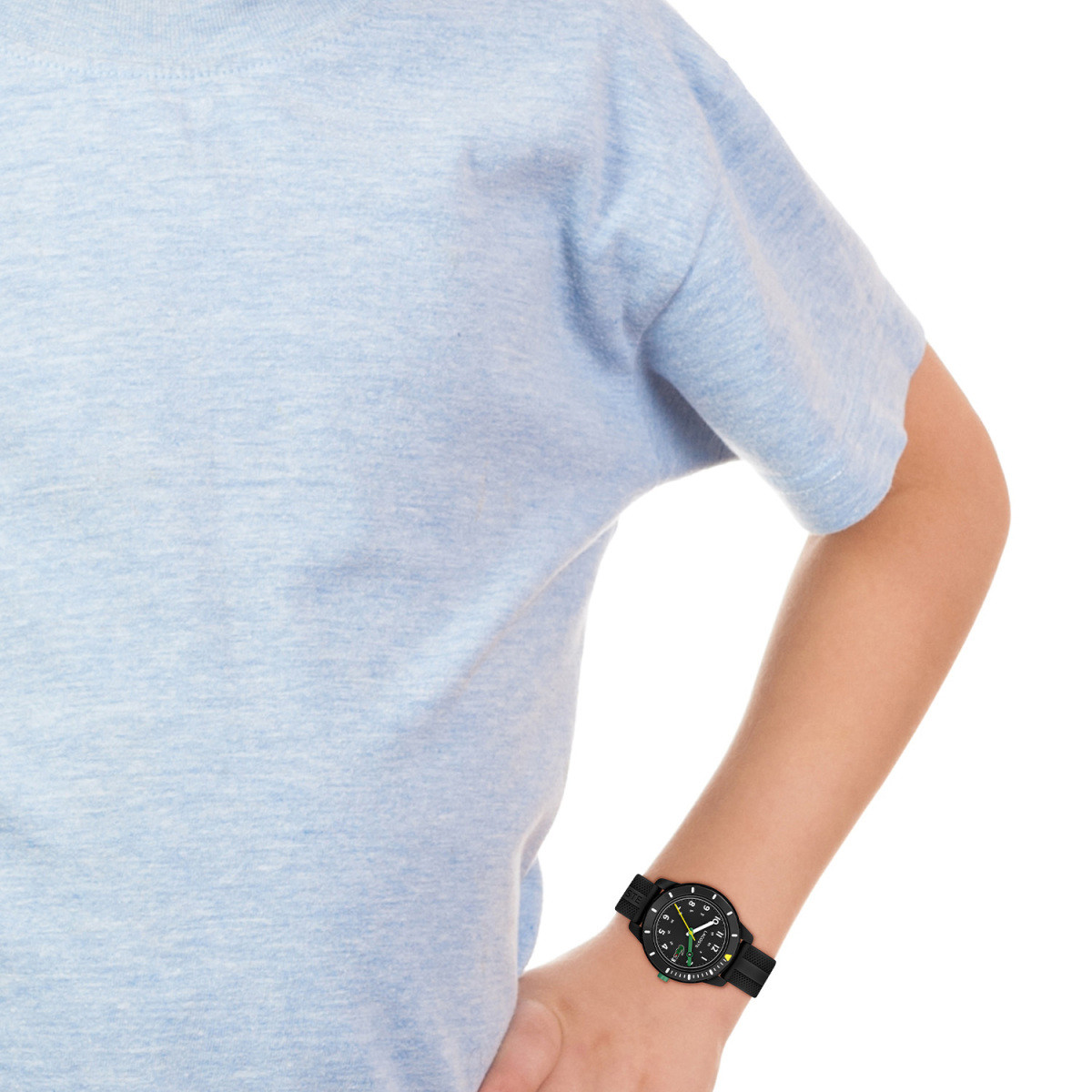 Lacoste Mini Tennis LC2030052 zwart kinderhorloge met siliconen band en cijfers - Ø 34 mm