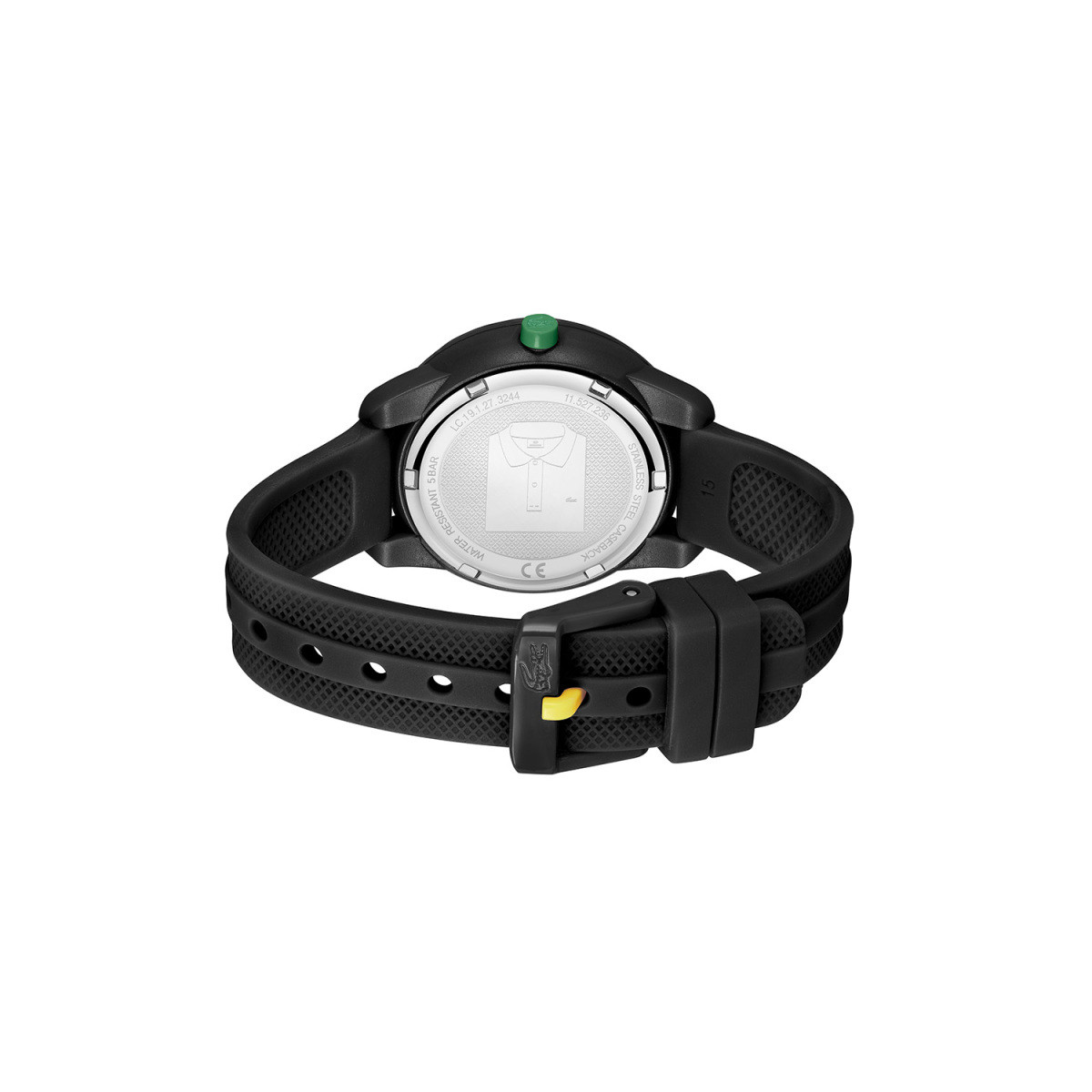 Lacoste Mini Tennis LC2030052 zwart kinderhorloge met siliconen band en cijfers - Ø 34 mm