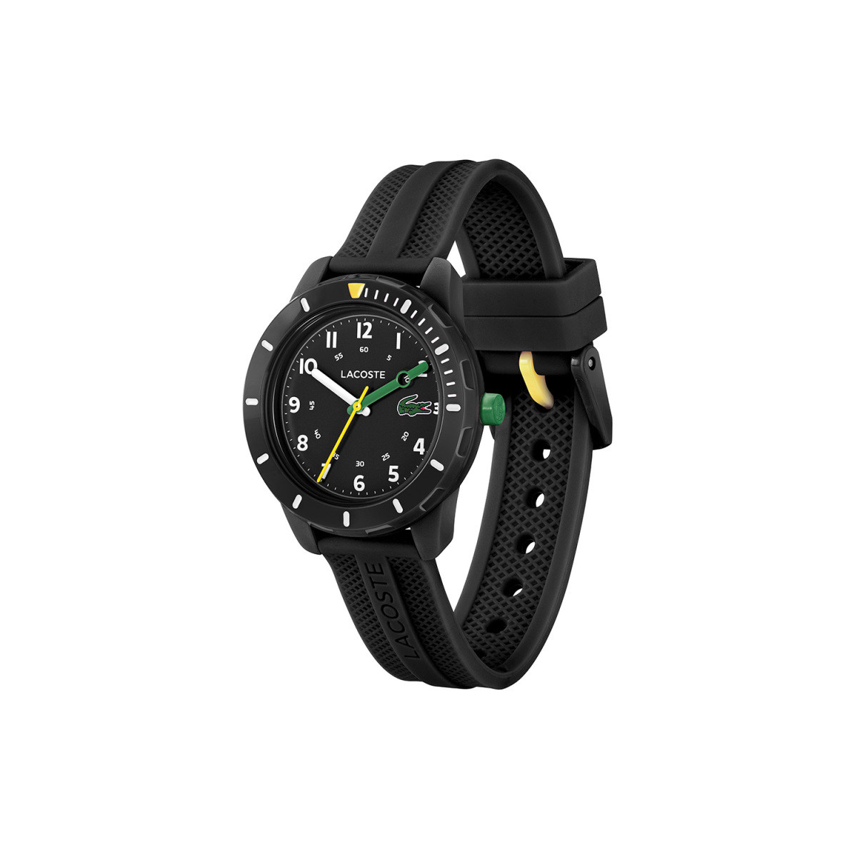 Lacoste Mini Tennis LC2030052 zwart kinderhorloge met siliconen band en cijfers - Ø 34 mm