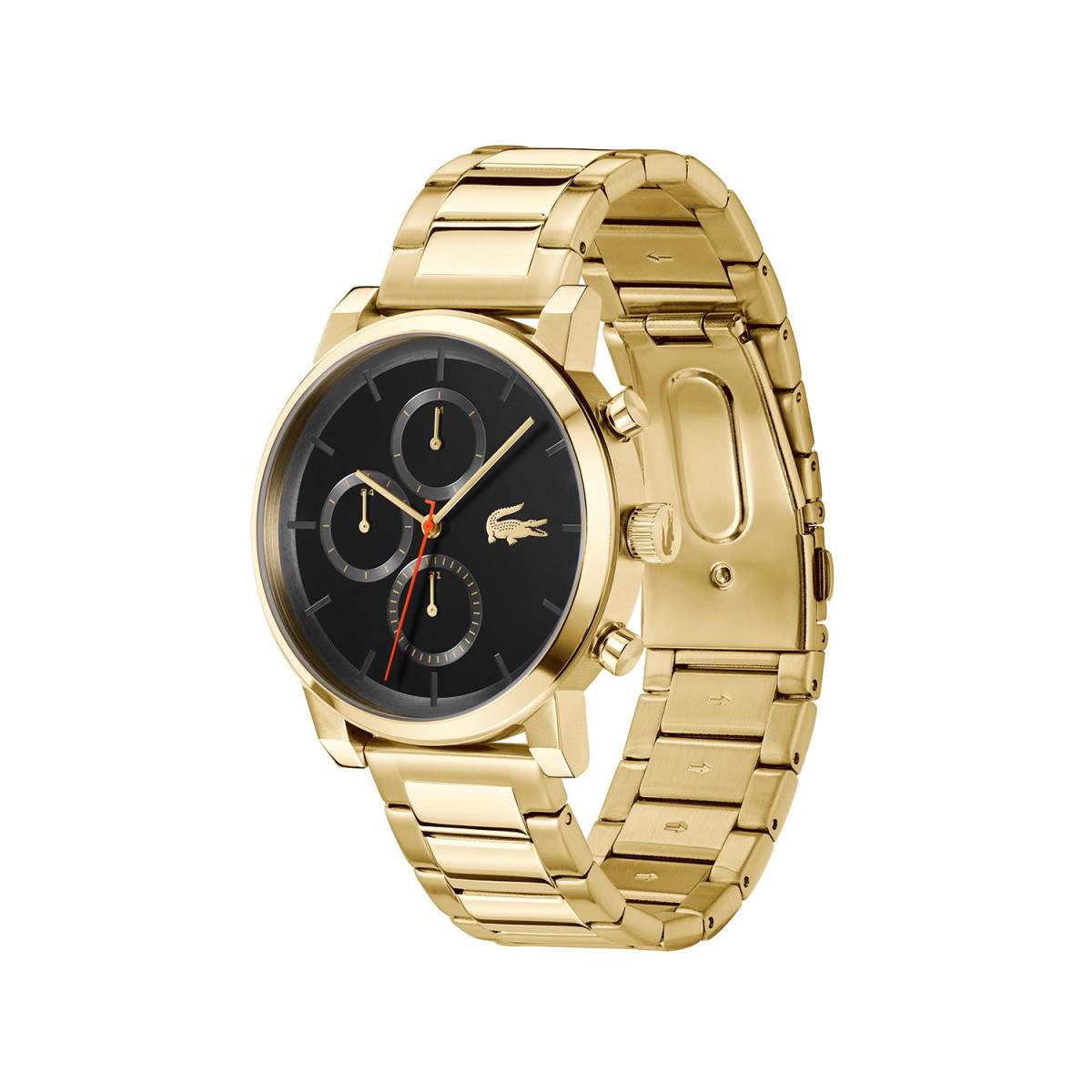 Lacoste Replay LC2011407 herenhorloge met goudkleurige schakels en zwarte wijzerplaat - Ø 44 mm