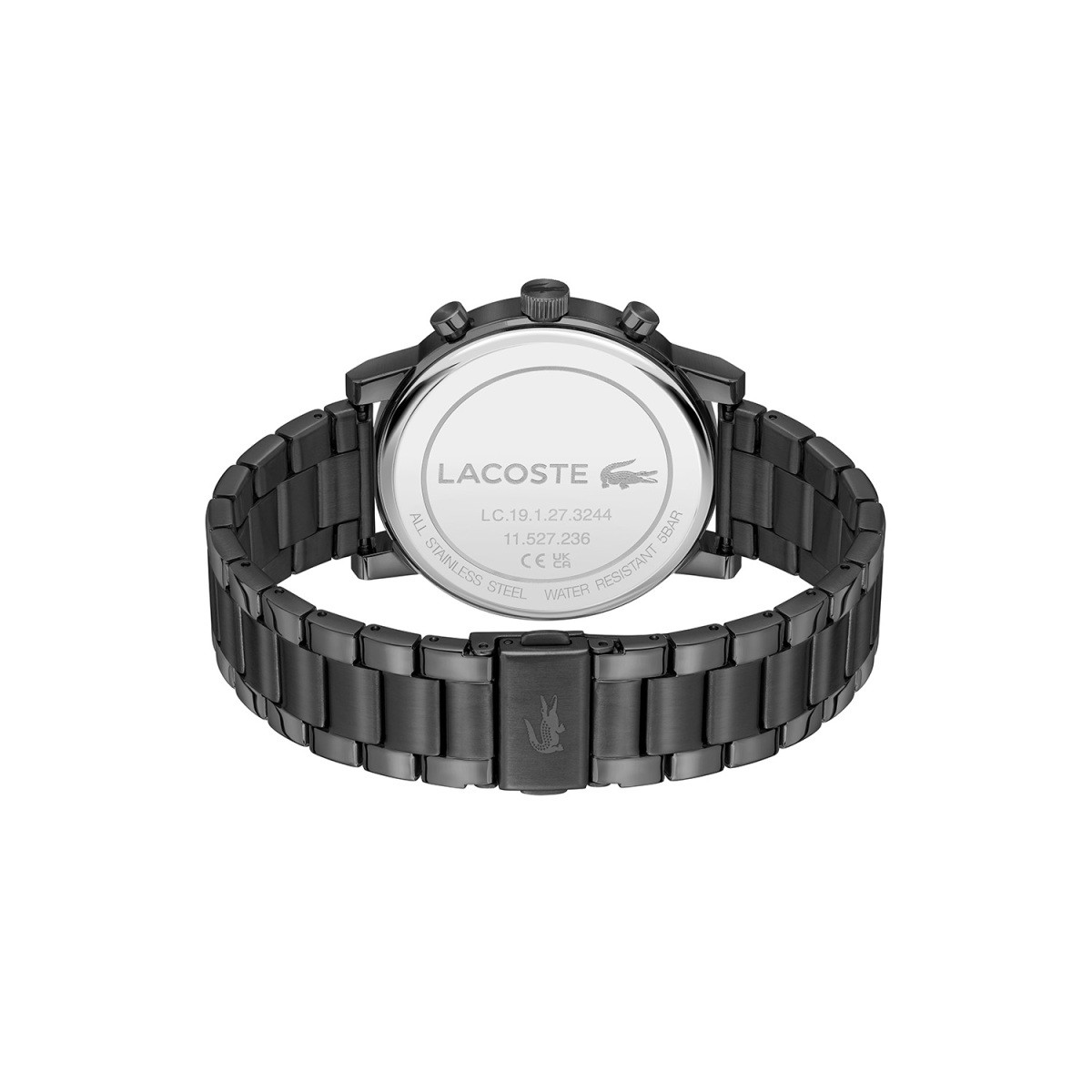 Lacoste Replay LC2011451 herenhorloge met zwarte stalen schakelband en goudkleurige wijzers - Ø 44 mm