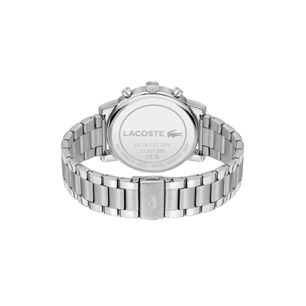 Lacoste Replay LC2011452 herenhorloge met witte wijzerplaat en stalen schakelband - Ø 44 mm