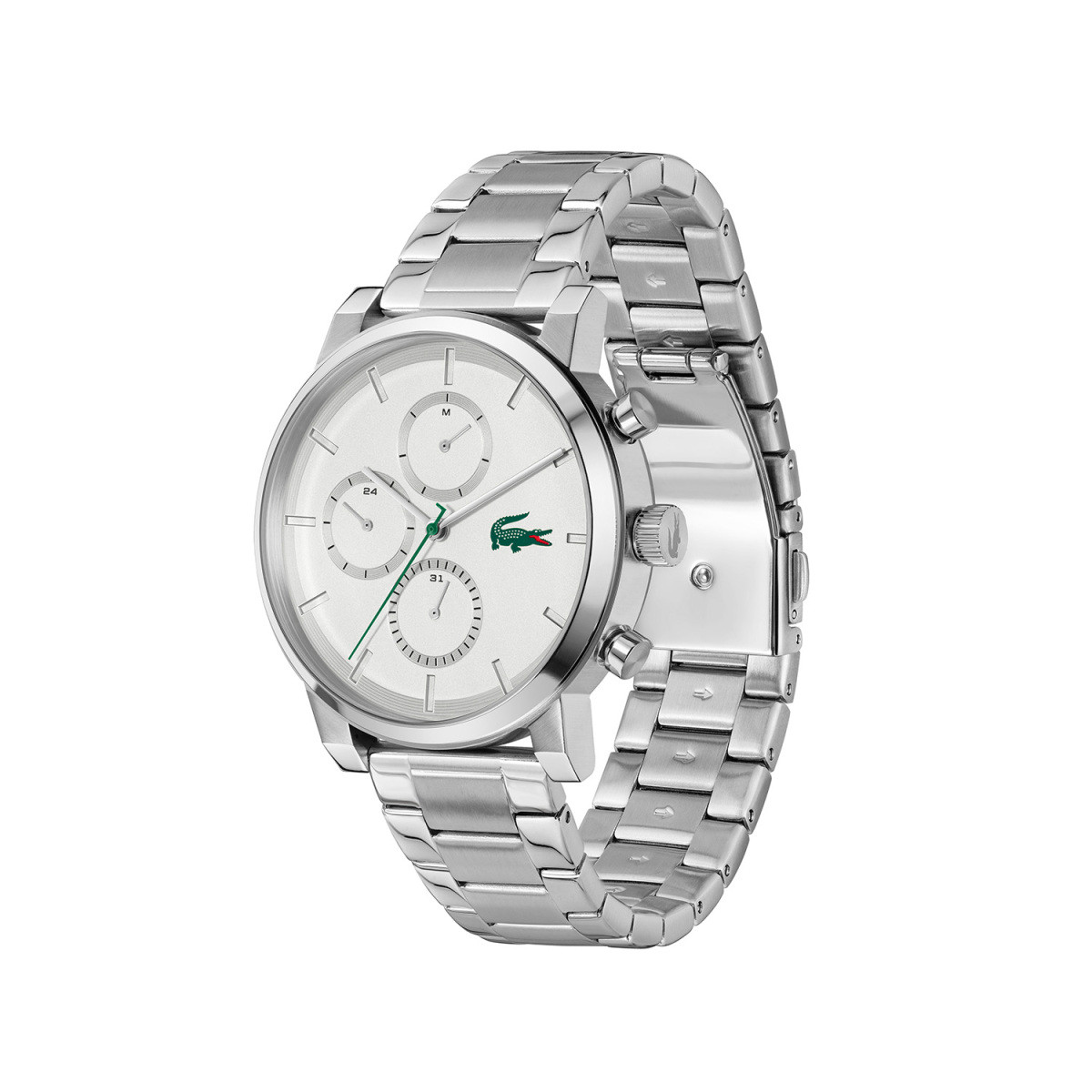Lacoste Replay LC2011452 herenhorloge met witte wijzerplaat en stalen schakelband - Ø 44 mm