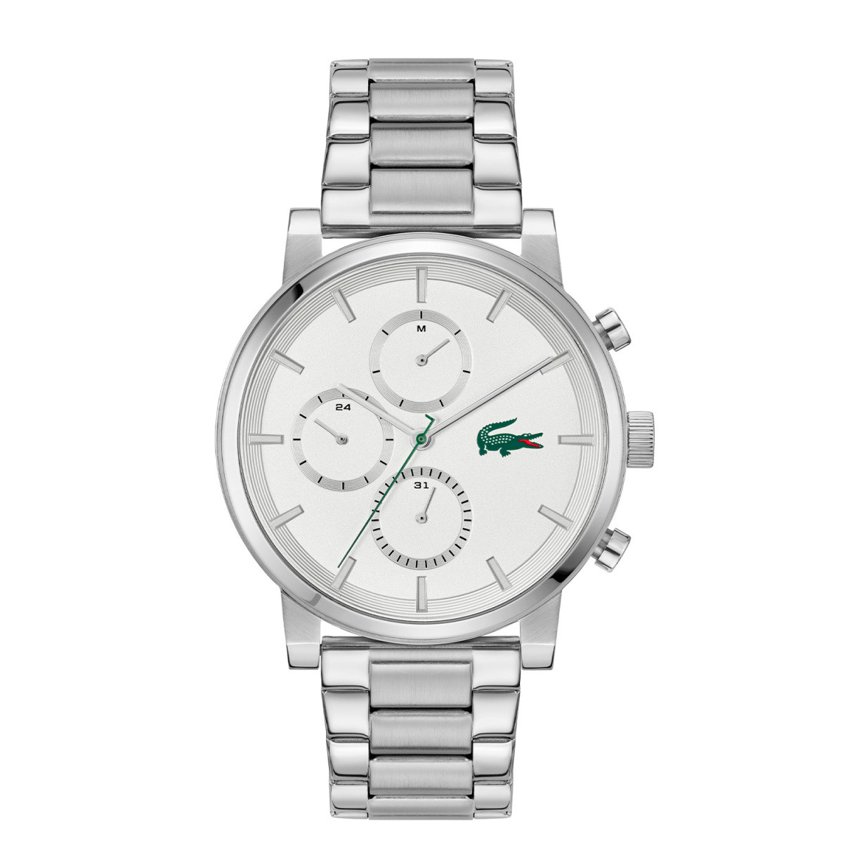 Lacoste Replay LC2011452 herenhorloge met witte wijzerplaat en stalen schakelband - Ø 44 mm