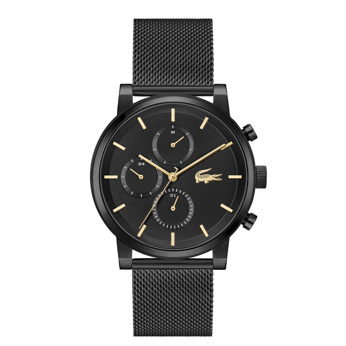 Lacoste Replay LC2011485 herenhorloge met zwarte mesh-band en goudkleurige wijzers - Ø 44 mm