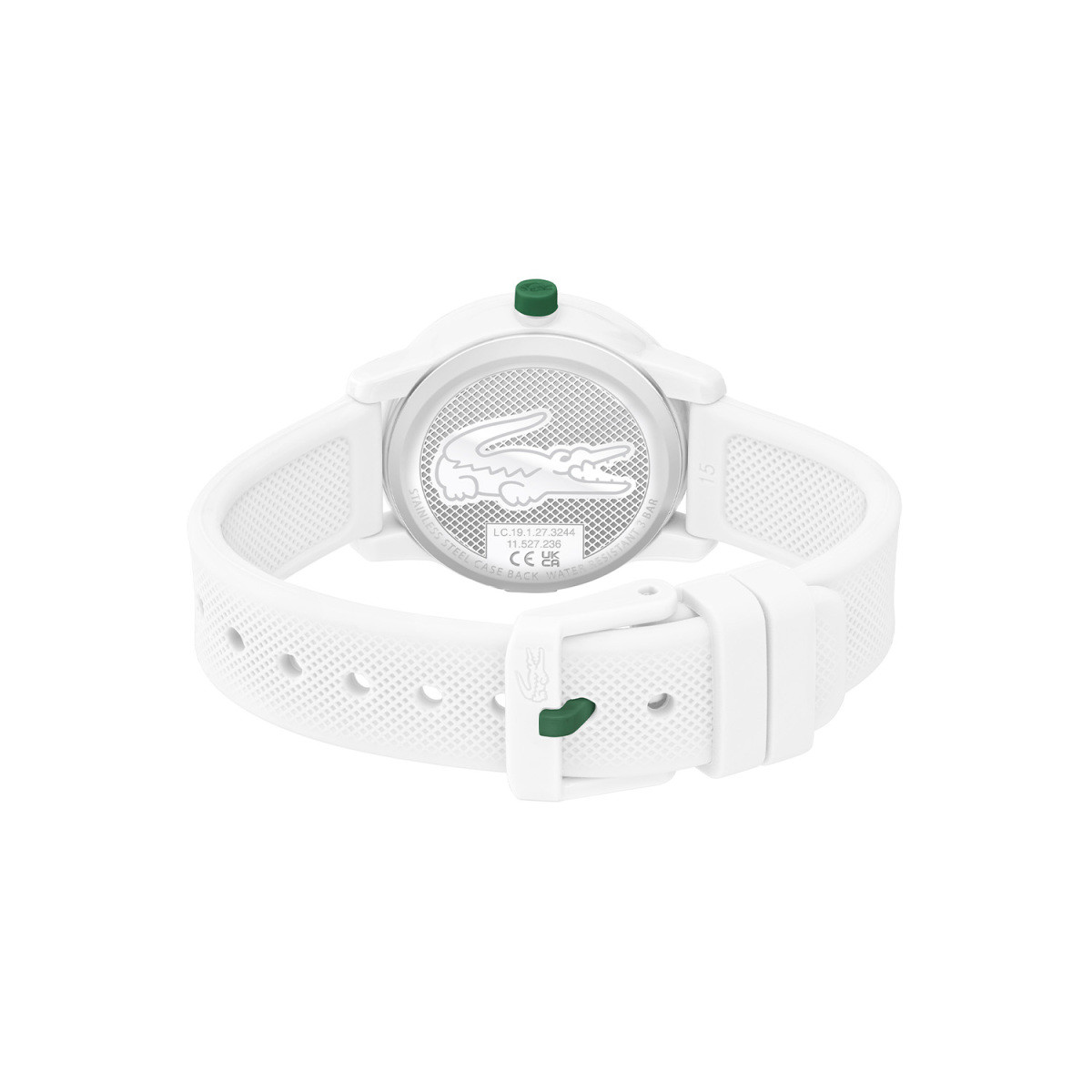 Lacoste.12.12 Kids LC2030039 wit kinderhorloge met groene wijzers en cijfers - Ø 32 mm