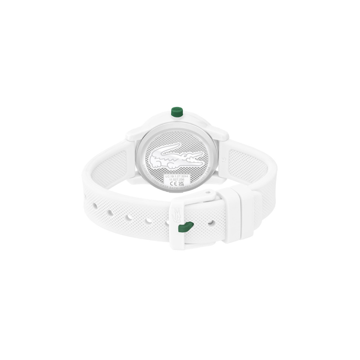 Lacoste.12.12 Kids LC2030039 wit kinderhorloge met groene wijzers en cijfers - Ø 32 mm