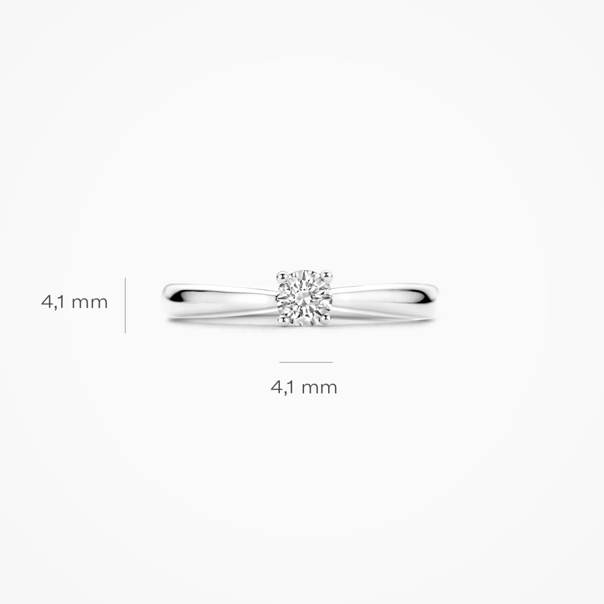 Blush Lab Diamonds LG1001W witgouden solitair ring met 0.25 crt lab grown diamant 4.1 mm breed
